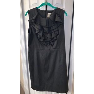 Grey dress with ruffles on chest